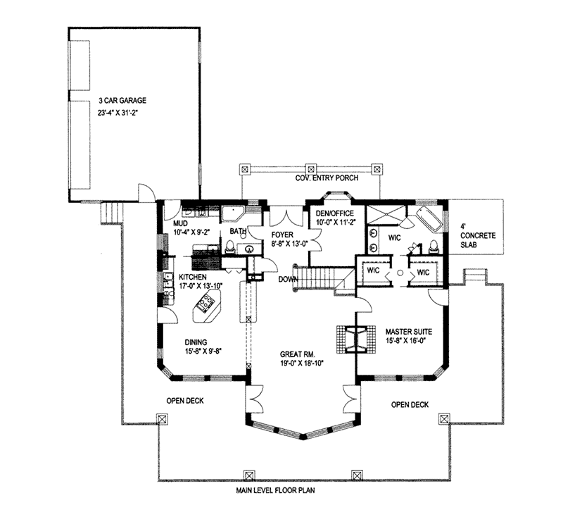 Log House Plan First Floor -  088D-0412 | House Plans and More
