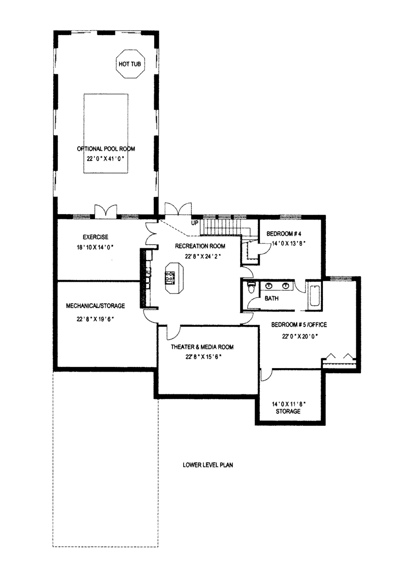 Lower Level Floor -  088D-0413 | House Plans and More