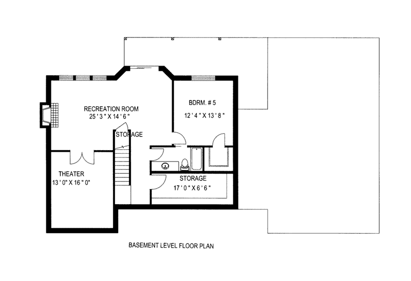 Traditional House Plan Lower Level Floor -  088D-0414 | House Plans and More