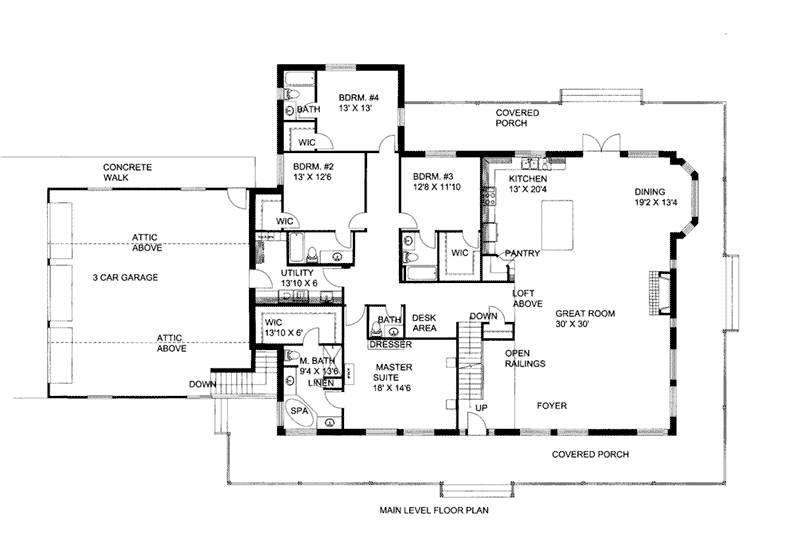 Mountain House Plan First Floor - 088D-0445 - Shop House Plans and More