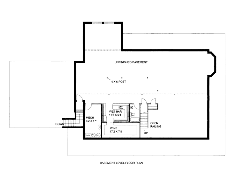Log House Plan Lower Level Floor -  088D-0445 | House Plans and More