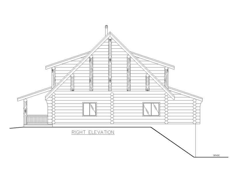 Log Cabin House Plan Right Elevation - 088D-0633 - Shop House Plans and More