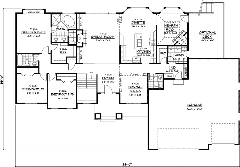 Bridgeway Country Ranch Home Plan 091d-0416 - Search House Plans And More