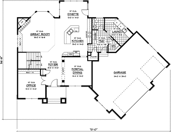 Country Home Plan First Floor 091D-0445