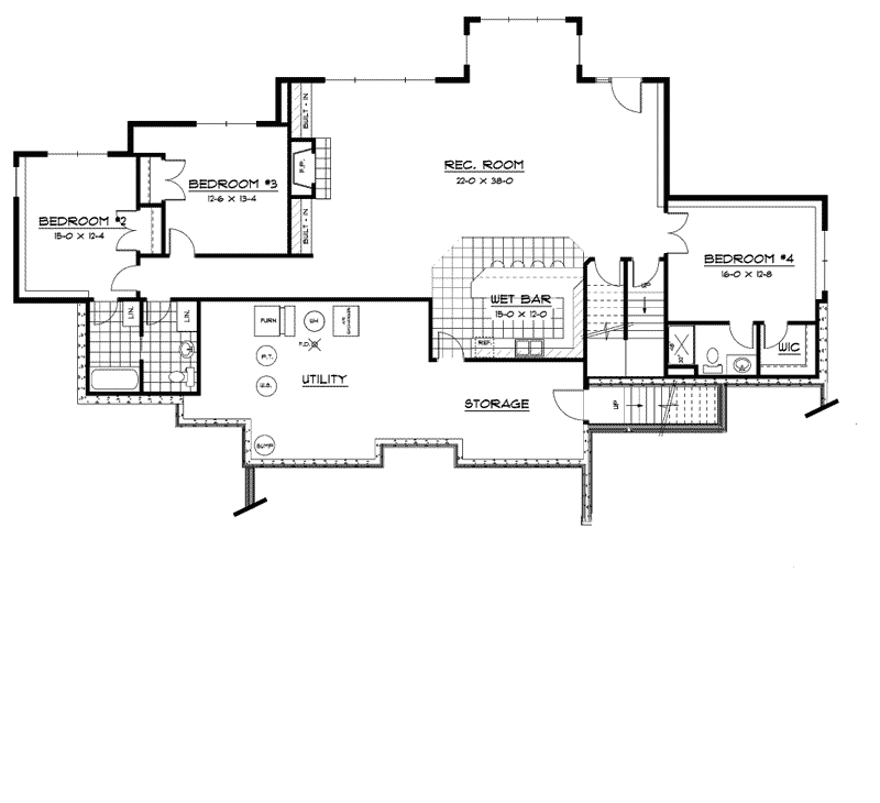 Ranch House Plan Lower Level Floor - Price Meadow Country French 091D-0470 - Shop House Plans and More