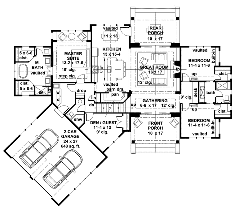 Modern Farmhouse Plan First Floor - 091D-0511 - Shop House Plans and More