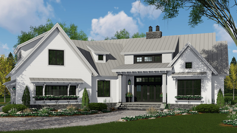 Modern Farmhouse Plan Front of Home - 091D-0511 - Shop House Plans and More