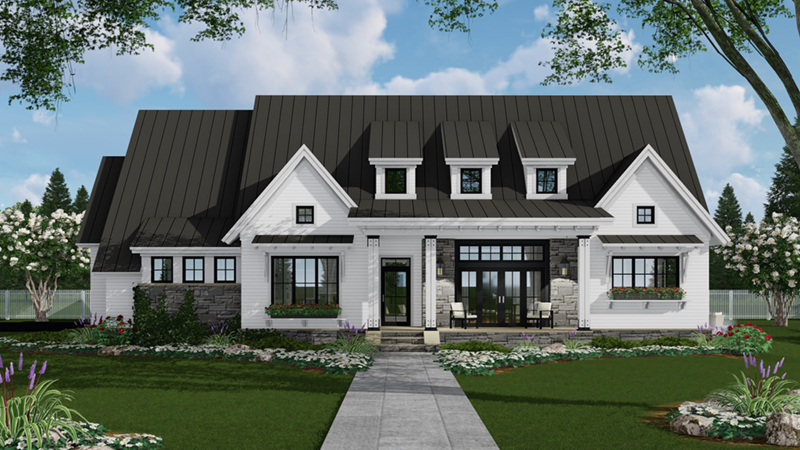 Modern Farmhouse Plan Front of Home - 091D-0516 - Shop House Plans and More