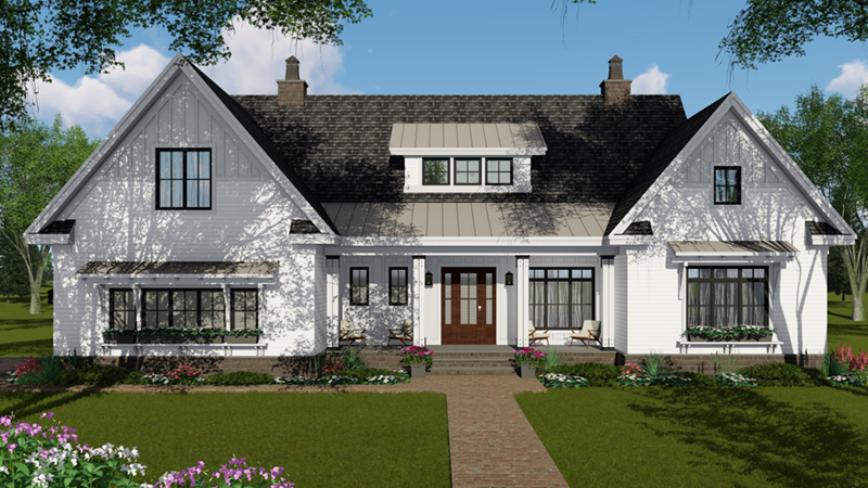 Farmhouse Plan Front of Home - 091D-0523 - Shop House Plans and More
