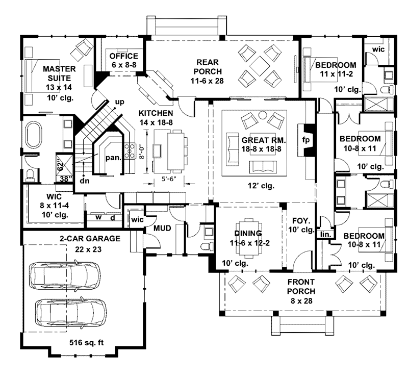 Beach & Coastal House Plan First Floor - 091D-0524 - Shop House Plans and More