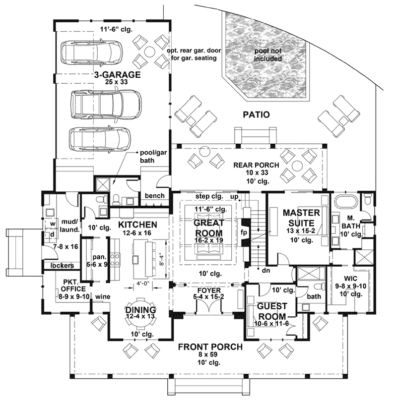Lowcountry Home Plan First Floor 091D-0528