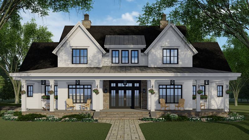 Country French House Plan Front of Home - Southern Comfort Farmhouse 091D-0528 - Shop House Plans and More