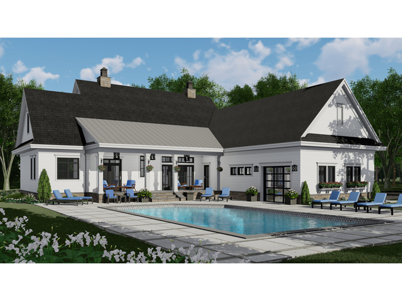 Country French House Plan Rear Photo 01 - Southern Comfort Farmhouse 091D-0528 - Shop House Plans and More