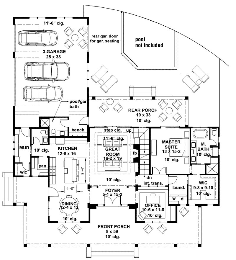 Southern House Plan First Floor - 091D-0529 - Shop House Plans and More