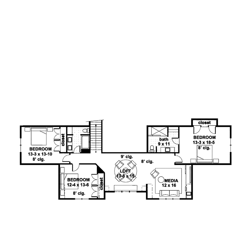 Southern House Plan Second Floor - 091D-0534 - Shop House Plans and More