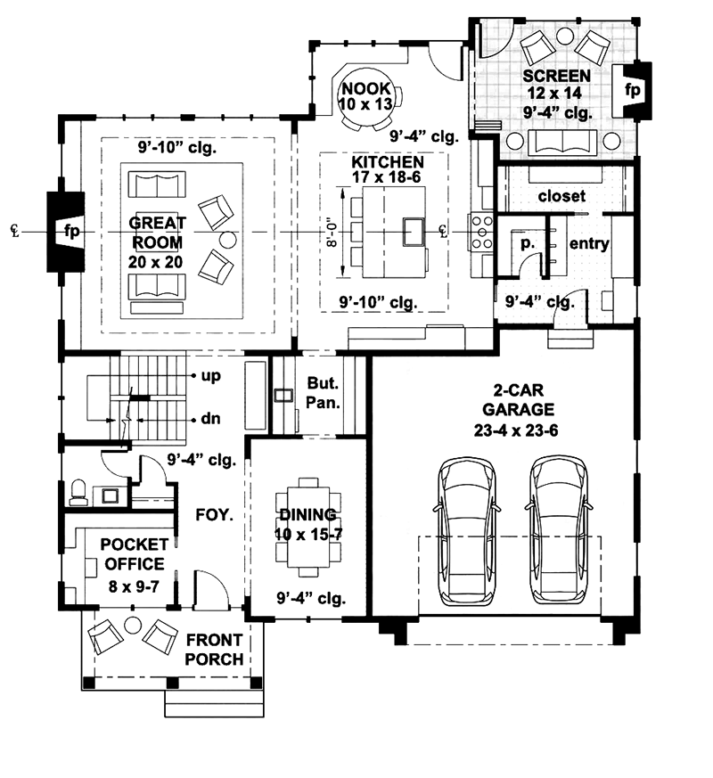 Modern Farmhouse Plan First Floor - 091D-0535 - Shop House Plans and More