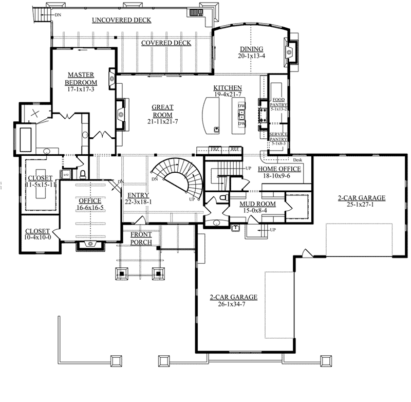 Italian House Plan First Floor - Purcell Bay Luxury Home  101D-0027 | House Plans and More