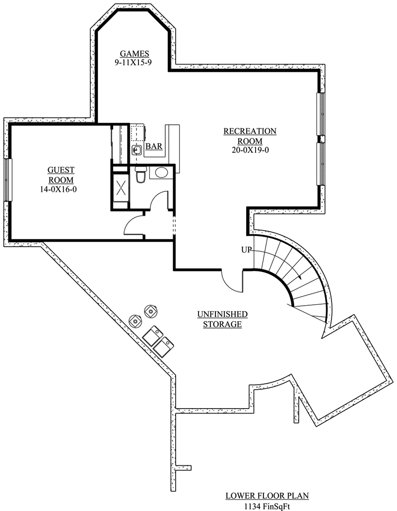 Craftsman Home Plan Lower Level 101D-0031
