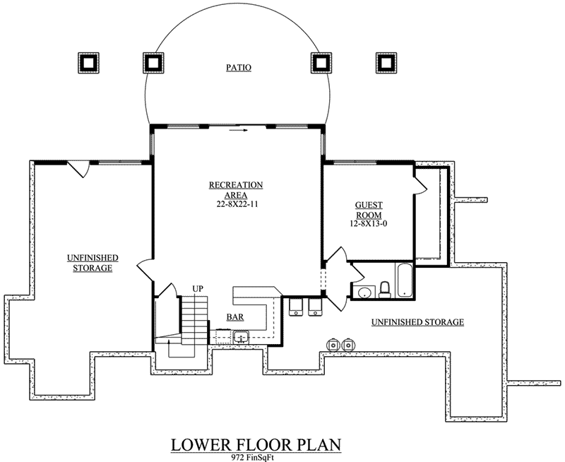 Craftsman House Plan Lower Level Floor -  101D-0033 | House Plans and More