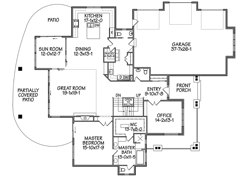 Craftsman House Plan First Floor - Walker Path Rustic Home 101D-0035 | House Plans and More