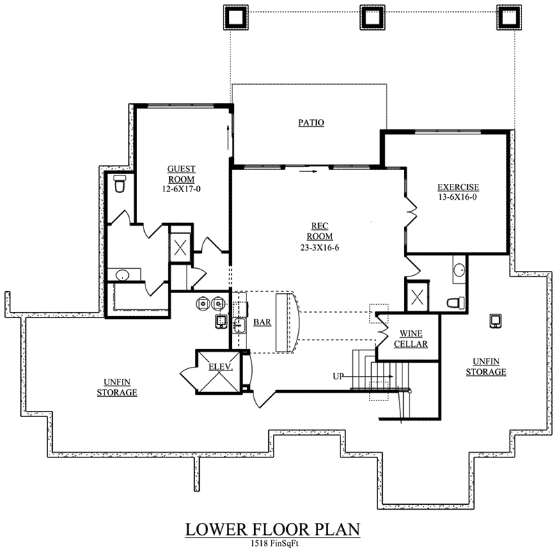 Traditional House Plan Lower Level Floor - Wolfe Trail Craftsman Home 101D-0037 | House Plans and More
