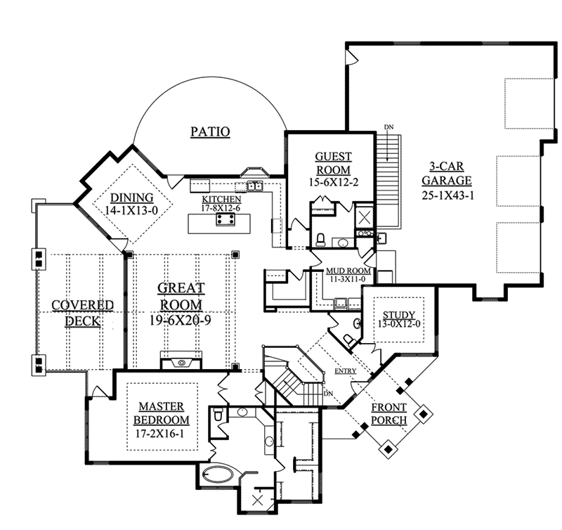 Craftsman Home Plan First Floor 101D-0038