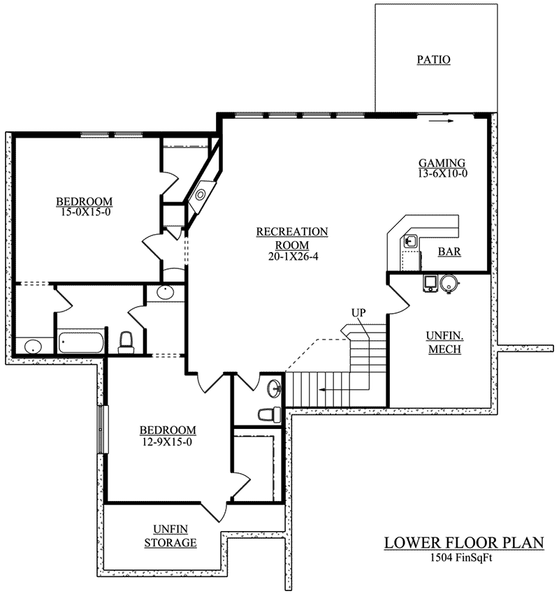 Craftsman House Plan Lower Level Floor -  101D-0039 | House Plans and More