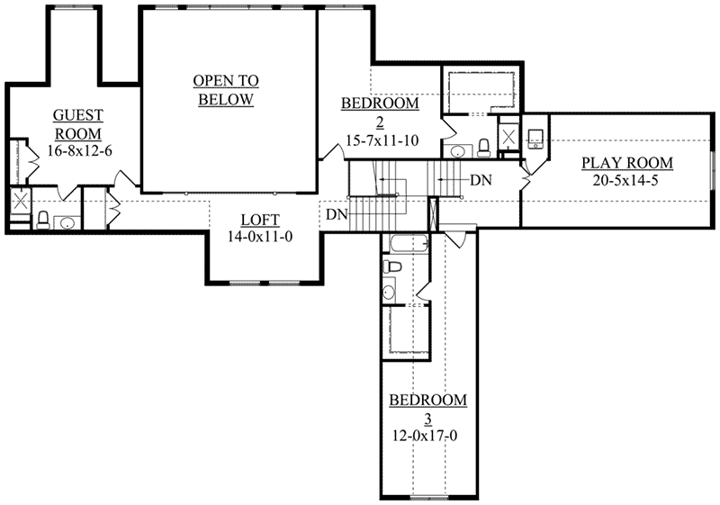 Craftsman Home Plan Second Floor 101D-0041