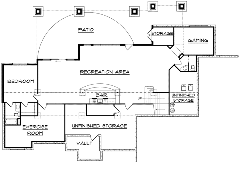 Bungalow Home Plan Lower Level 101D-0041