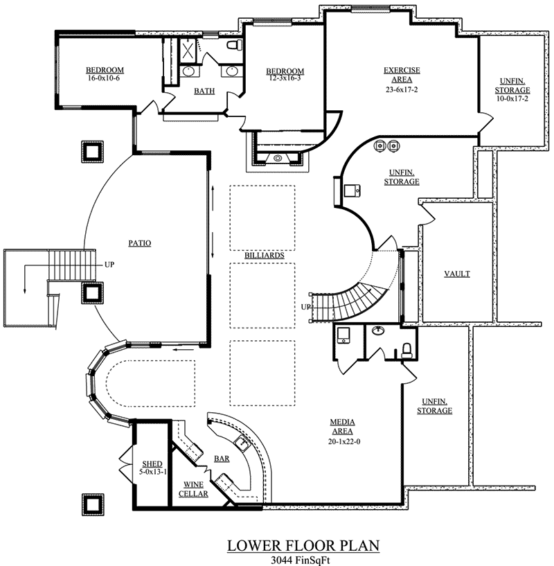 Farmhouse Plan Lower Level Floor - Aaron Creek Country Home 101D-0042 | House Plans and More