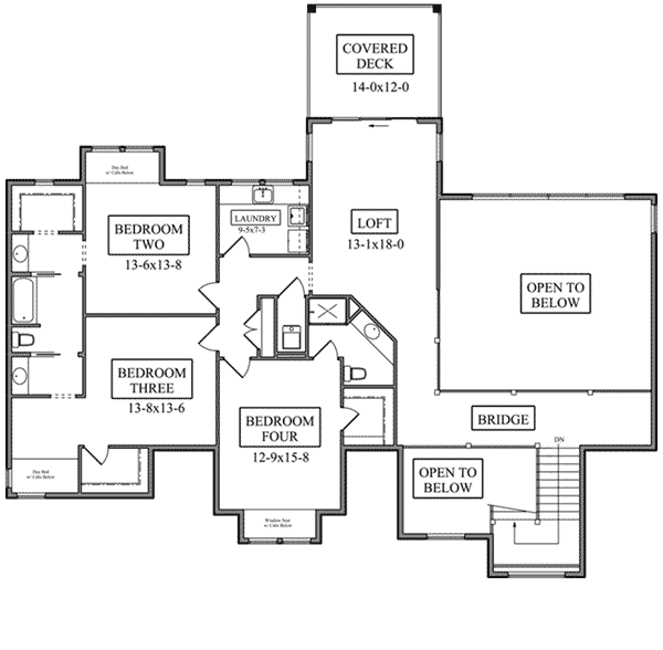 Craftsman Home Plan Second Floor 101D-0050
