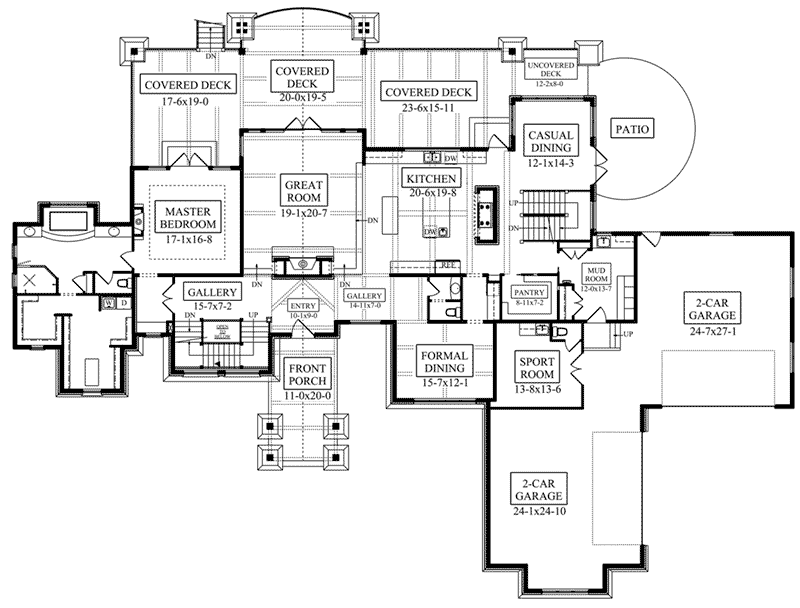 Traditional House Plan First Floor - Paxton Peak Luxury Home 101D-0051 - Shop House Plans and More