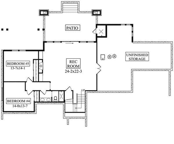 Traditional Home Plan Lower Level 101D-0087