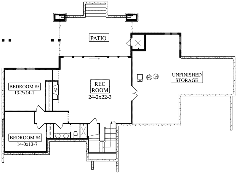 Tudor House Plan Lower Level Floor -  101D-0087 | House Plans and More