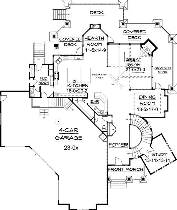 Craftsman Home Plan First Floor 101S-0003