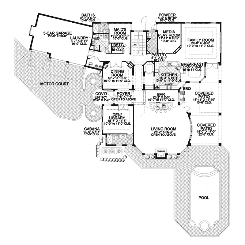 Adobe House Plans & Southwestern Home Design First Floor - Picayne Point Waterfront Home 106S-0067 - Shop House Plans and More