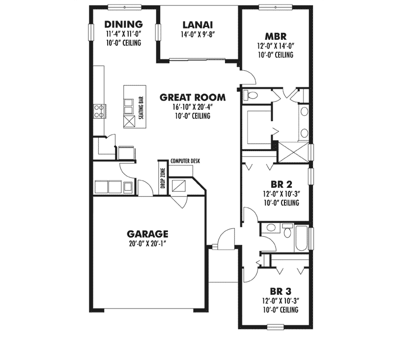 Florida Home Plan First Floor 116D-0029