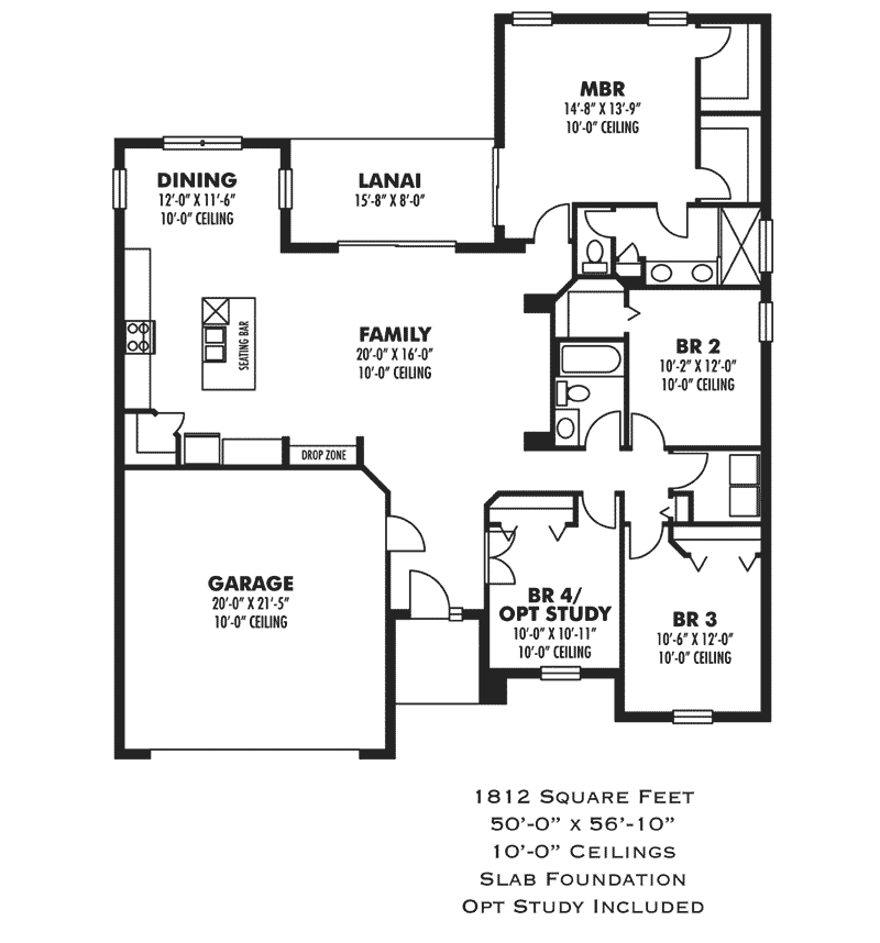 Florida House Plan First Floor - Mandara Ranch Home 116D-0032 - Shop House Plans and More