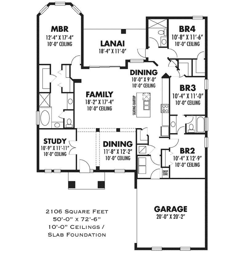 Bungalow Home Plan First Floor 116D-0033