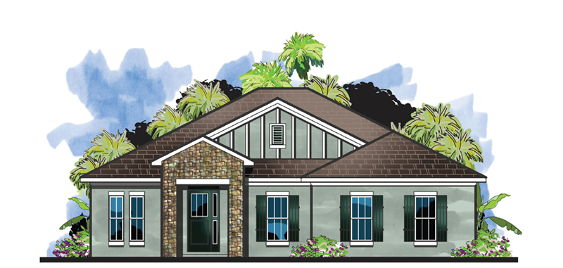 Florida House Plan Front of Home - Martens Craftsman Home 116D-0033 - Shop House Plans and More