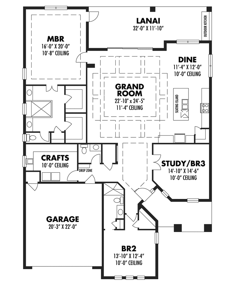 Ranch House Plan First Floor - Paco Mediterranrean Home 116D-0040 | House Plans and More