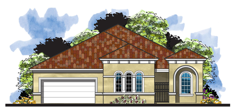 Ranch House Plan Front of Home - Paco Mediterranrean Home 116D-0040 | House Plans and More