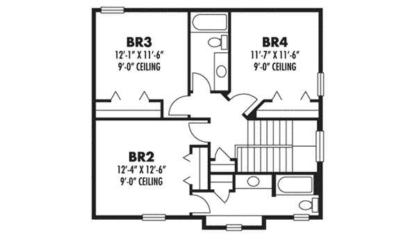 Berm Home Plan Second Floor 116D-0042