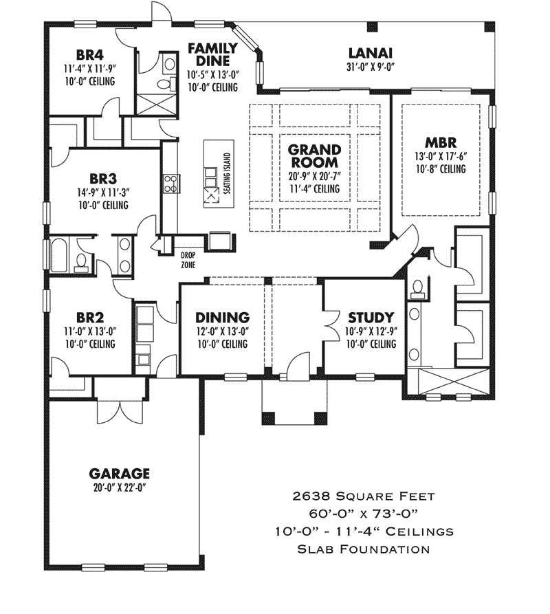 Florida House Plan First Floor - Phoenix Sunbelt Home 116D-0043 | House Plans and More