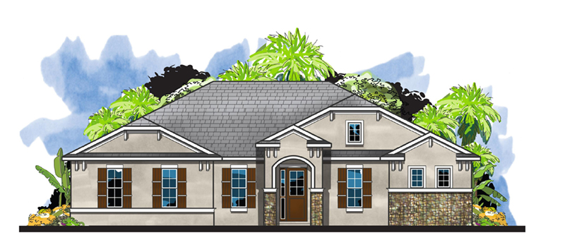 Florida House Plan Front of Home - Phoenix Sunbelt Home 116D-0043 | House Plans and More