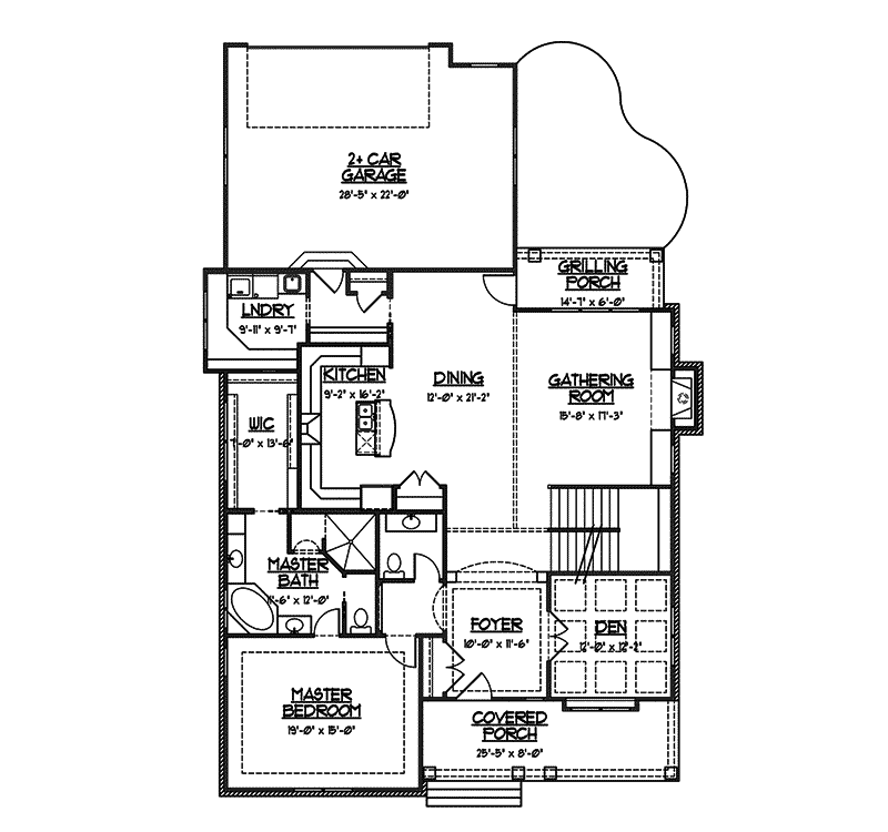 Craftsman House Plan First Floor - Lariat European Home 119D-0001 | House Plans and More