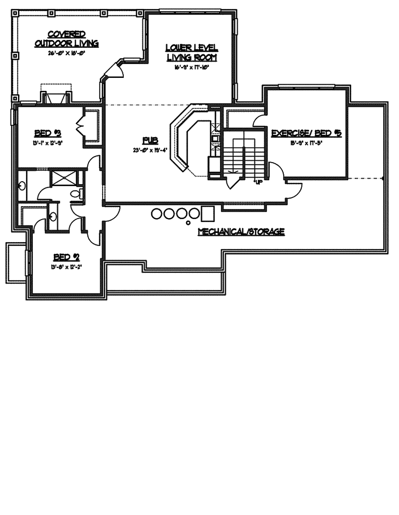 Craftsman House Plan Lower Level Floor - Strathearn Craftsman Home 119D-0005 - Shop House Plans and More