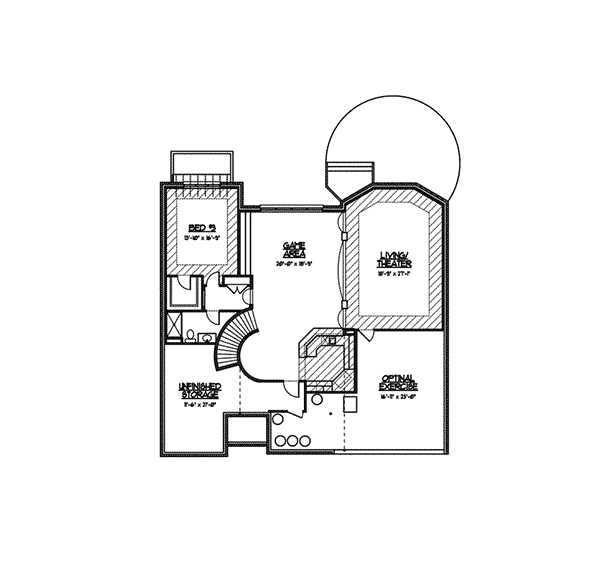 English Cottage Home Plan Lower Level 119D-0007