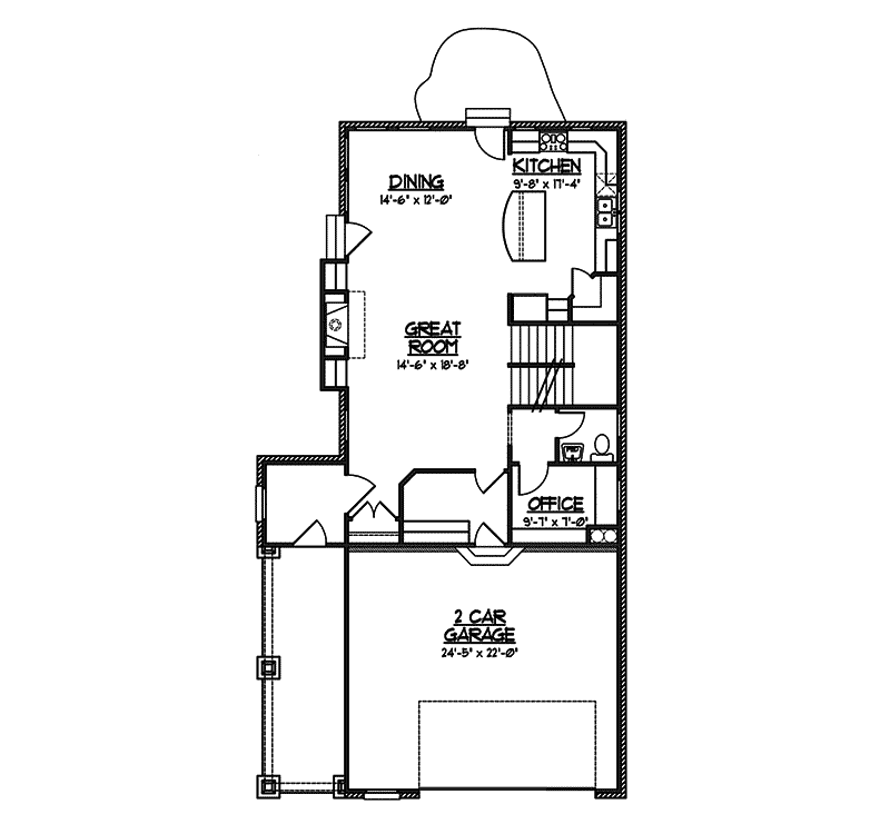 Colonial Home Plan First Floor 119D-0009