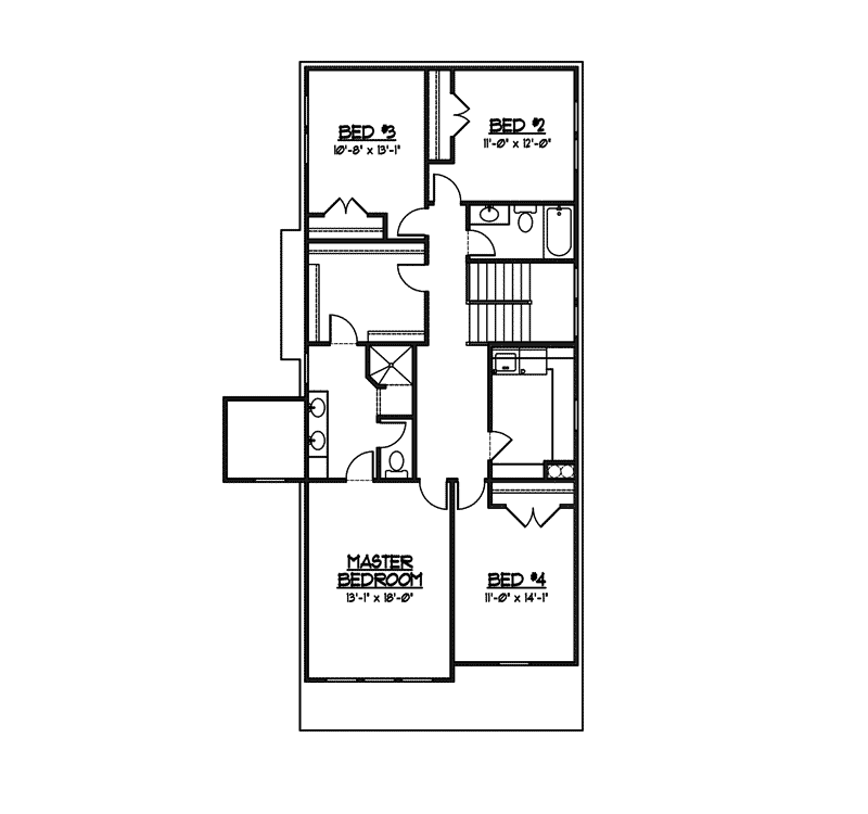 Colonial Home Plan Second Floor 119D-0009